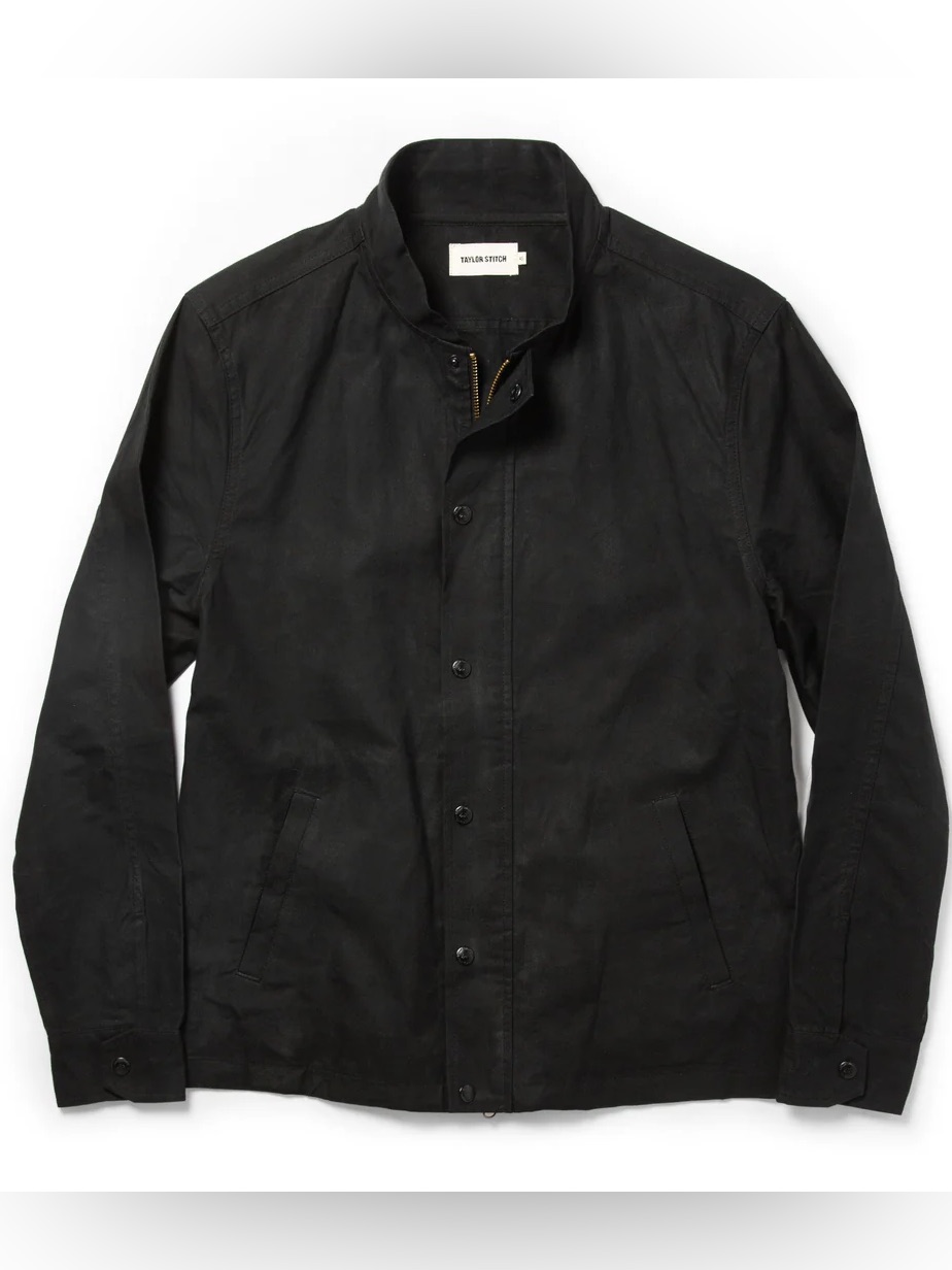 Taylor Stitch The Bomber Jacket In Black Dry Wax Size 40 Medium